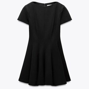 Zara GODET MINI DRESS ZW COLLECTION in Black